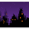 8bitové město - samolepka na kartu