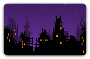8bitové město - samolepka na kartu