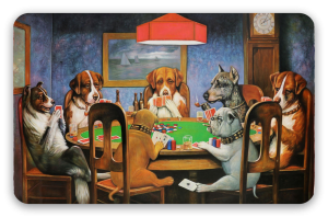 Psi hrající poker - samolepka na kartu